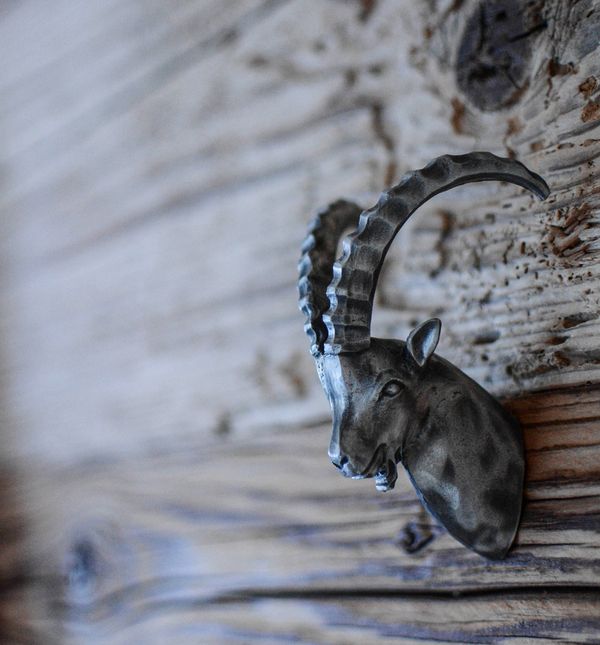 Berggasthaus Gitschenen mit Garderobenhaken in Form eines Steinbocks